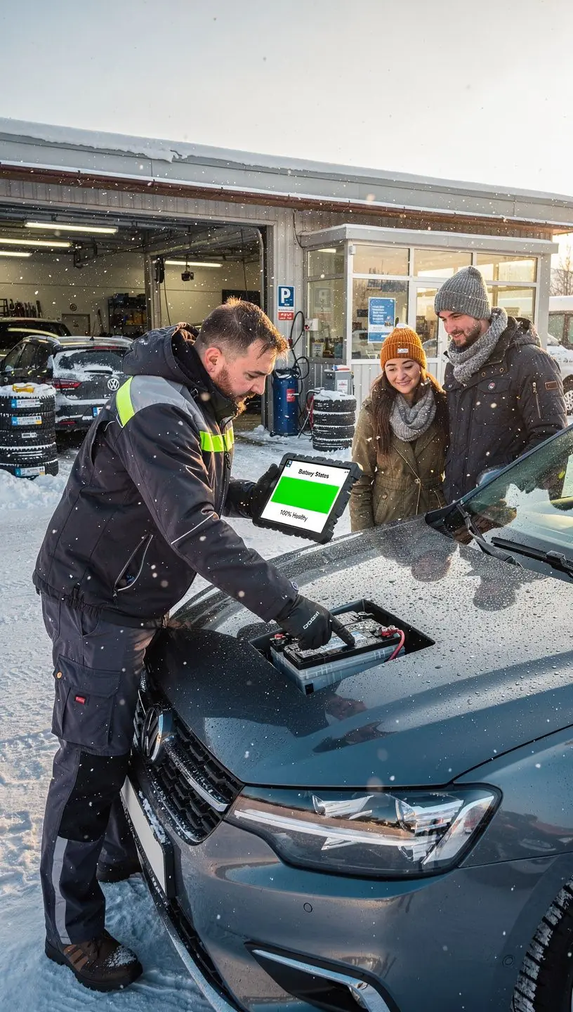 Zákazník konzultuje s odborníkom v autoservise možnosti servisu elektroinštalácie a batérie vozidla.